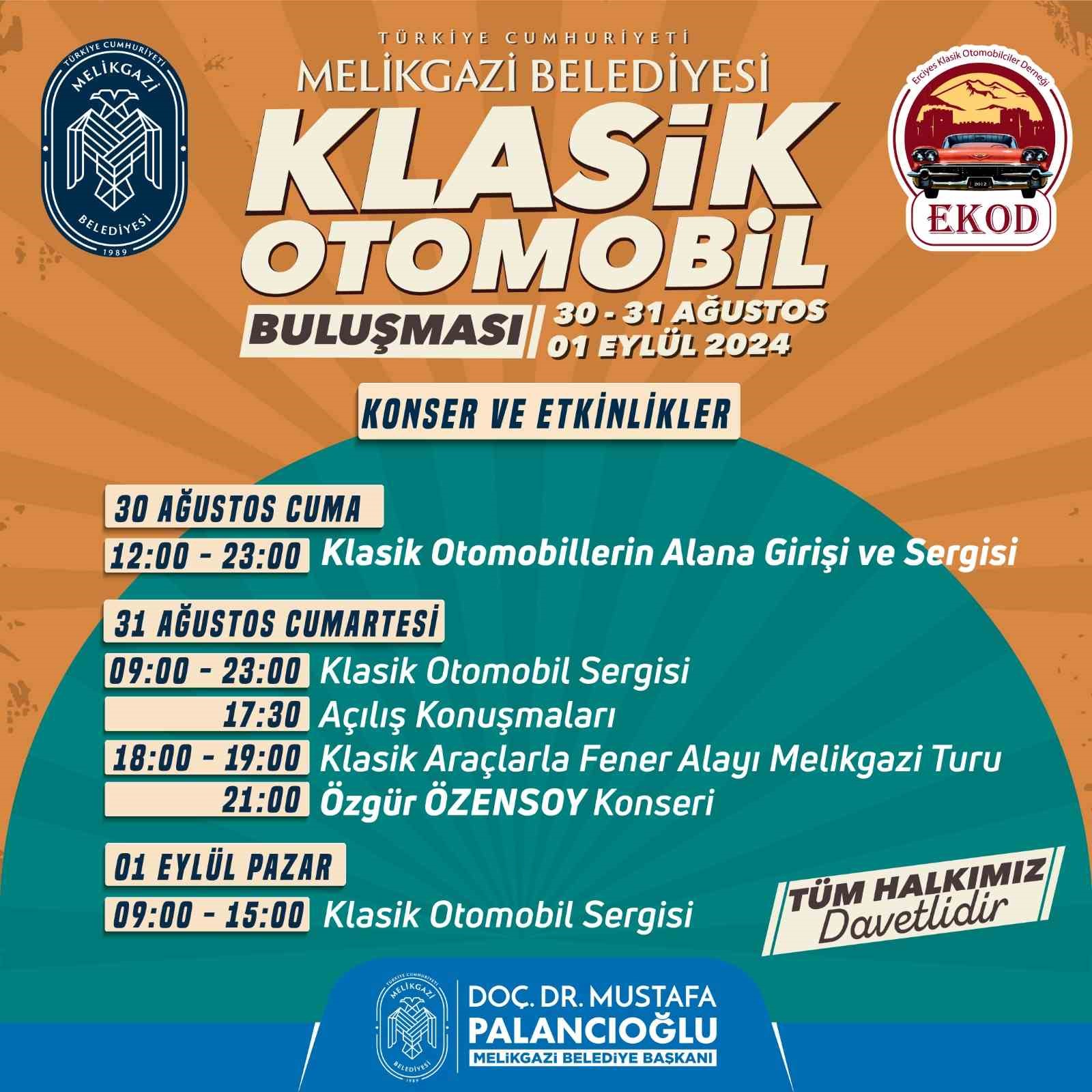 Melikgazi Belediyesi Klasik Otomobil Buluşması başlıyor
