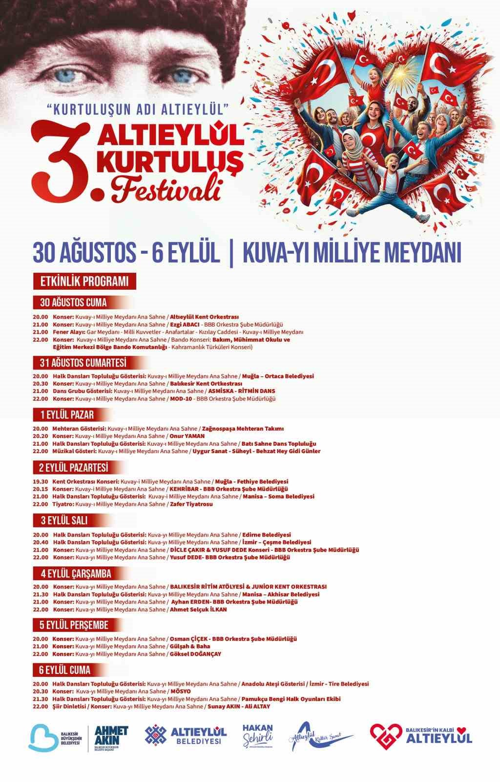 Altıeylül Belediyesi’nden coşku dolu 8 günlük kurtuluş festivali
