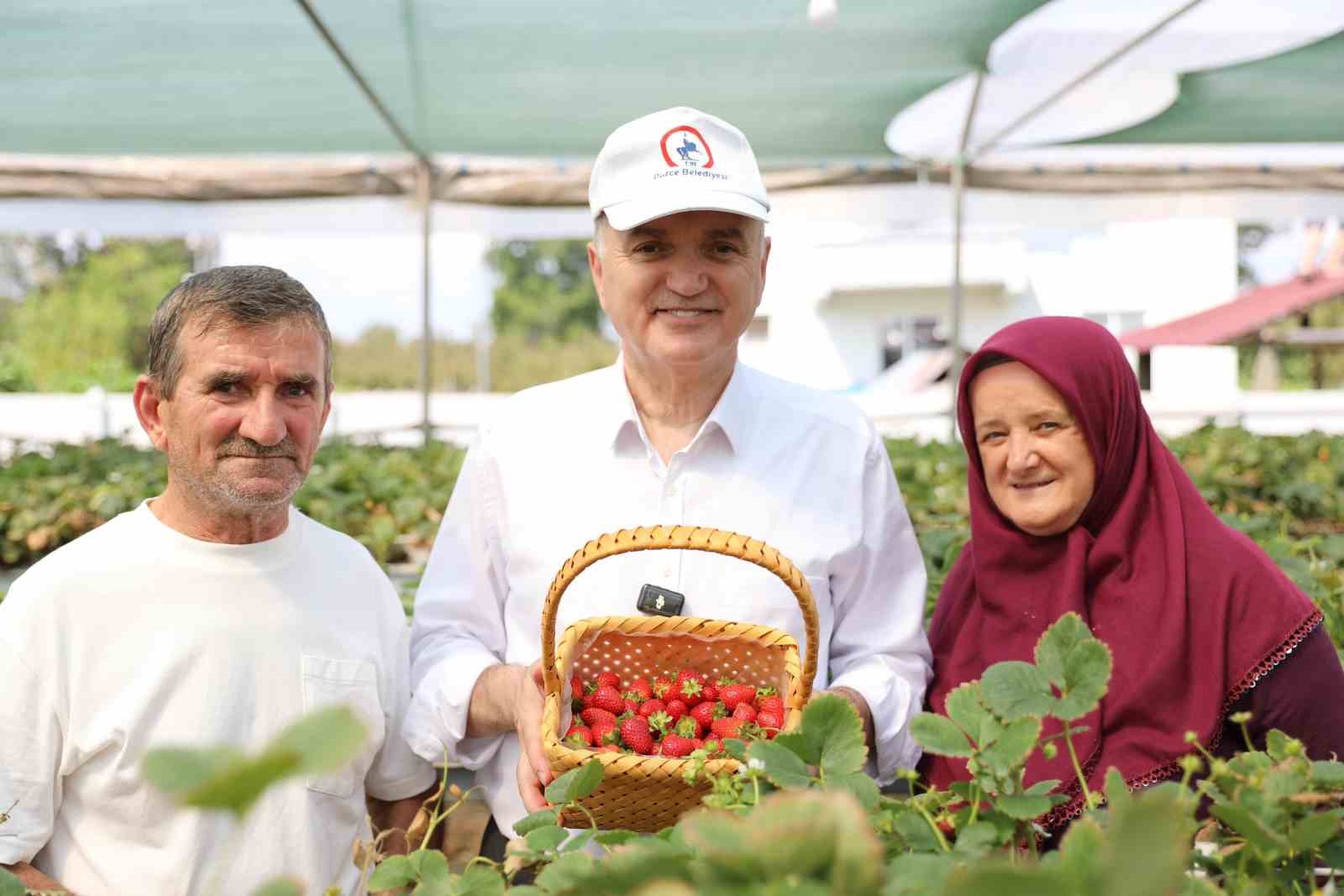 Topraksız tarım ile çilek üretiyor
