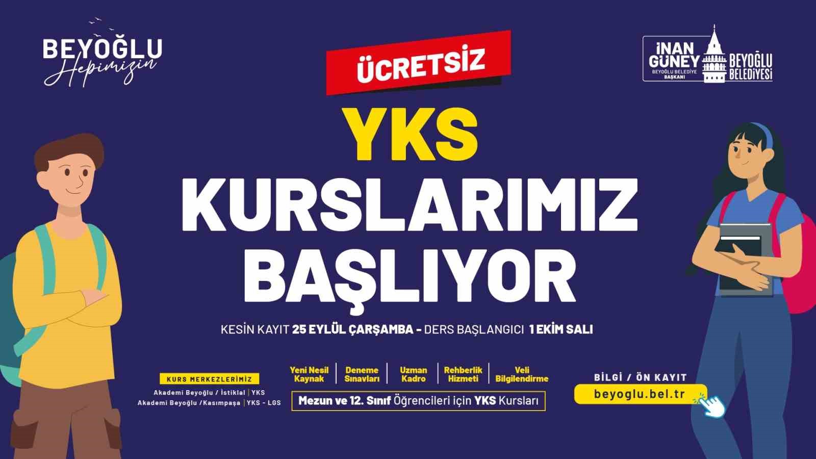 Beyoğlu Belediyesi’nden öğrencilere ücretsiz YKS ve LGS kursu müjdesi
