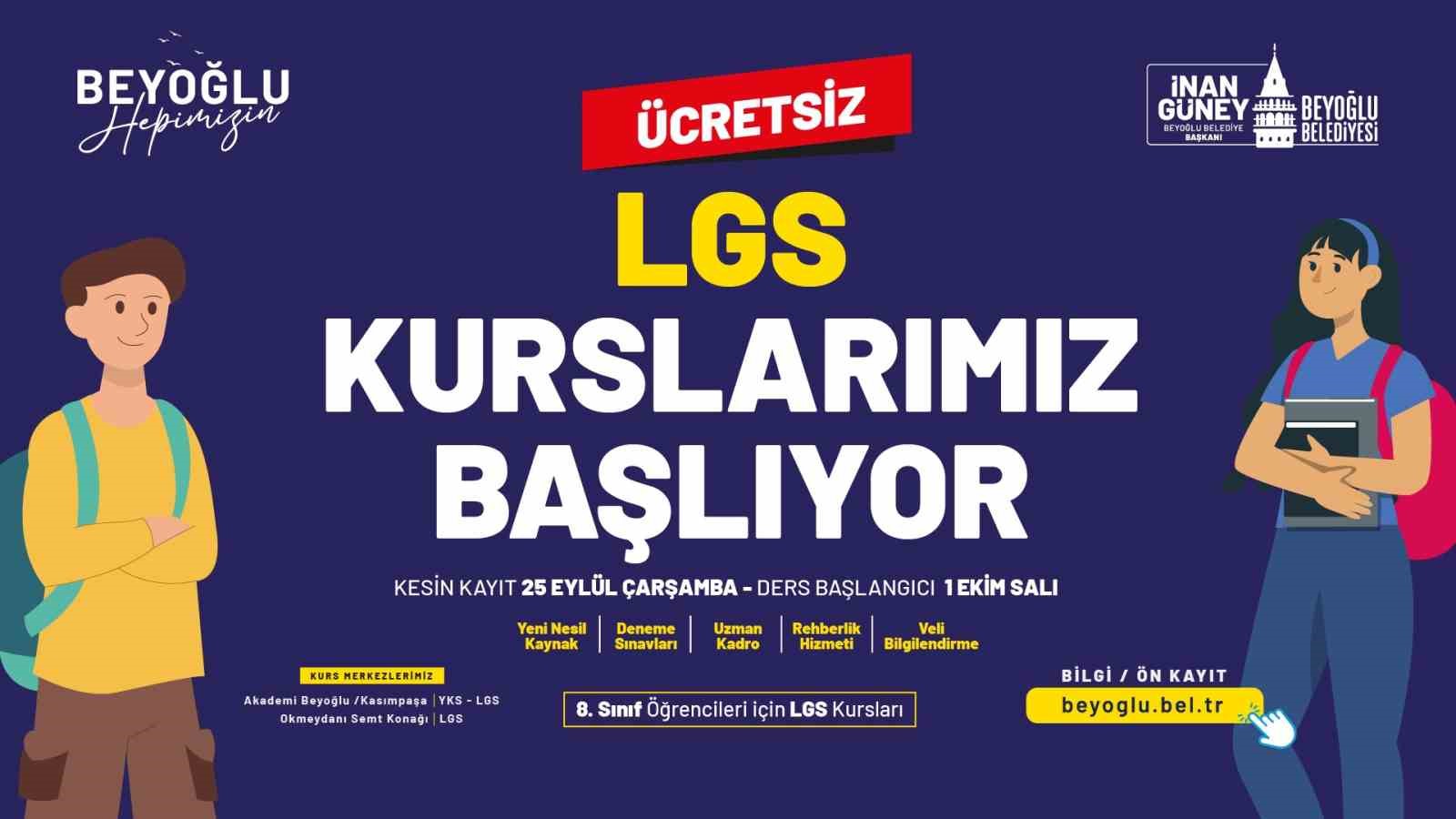 Beyoğlu Belediyesi’nden öğrencilere ücretsiz YKS ve LGS kursu müjdesi
