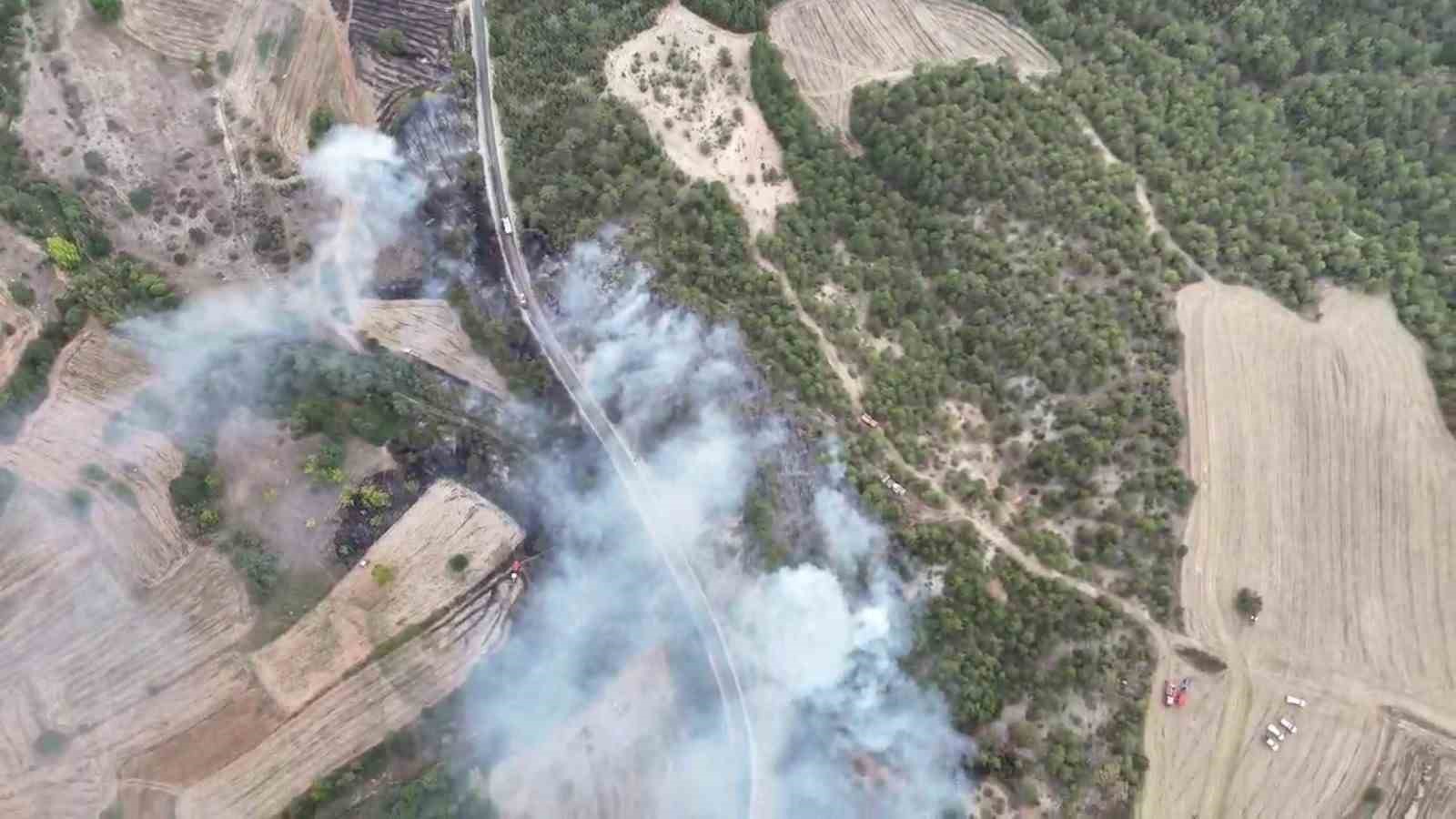 Bolu’daki orman yangını havadan görüntülendi
