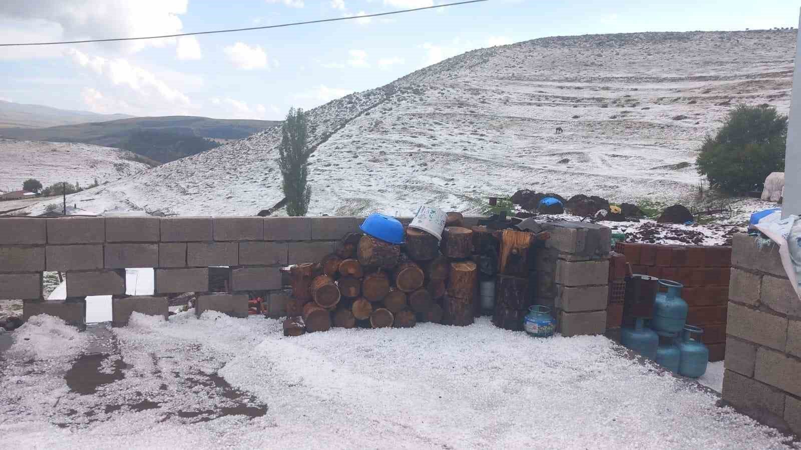 Hanak ilçesi dolu yağışı ile beyaza büründü
