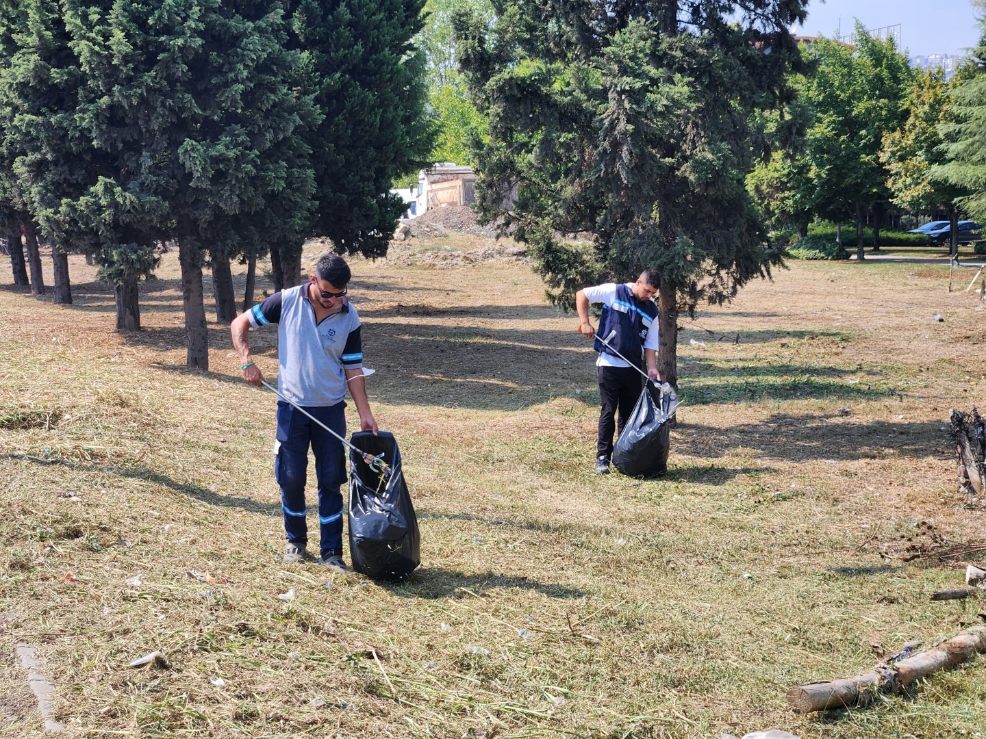 Park ve bahçelerde sonbahar temizliği
