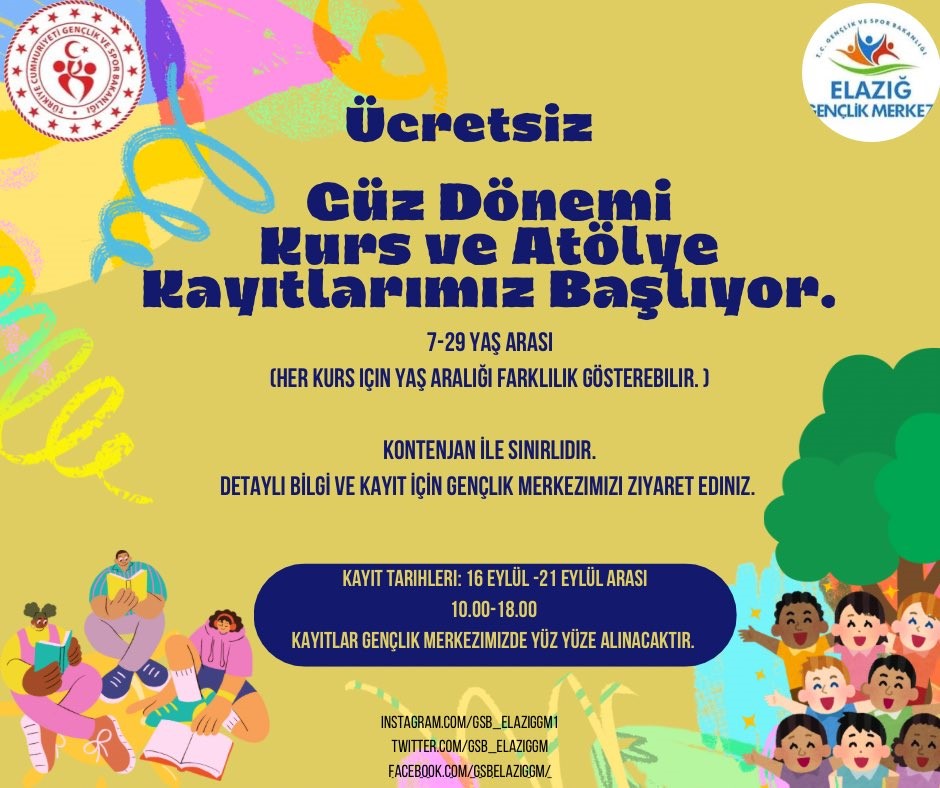 Elazığ Gençlik Merkezi’nde yeni dönem başlıyor
