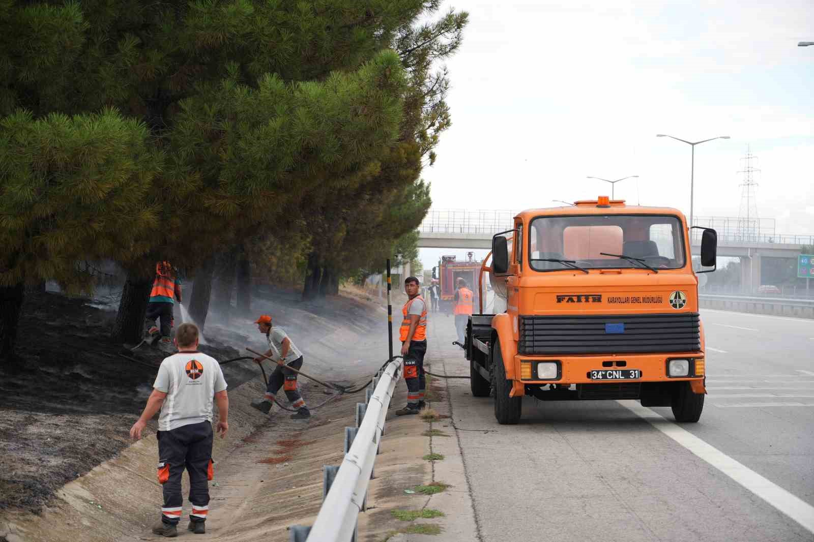 İstanbul-Edirne Otoyolu’nda yangın: Trafik tek şeritten sağlandı
