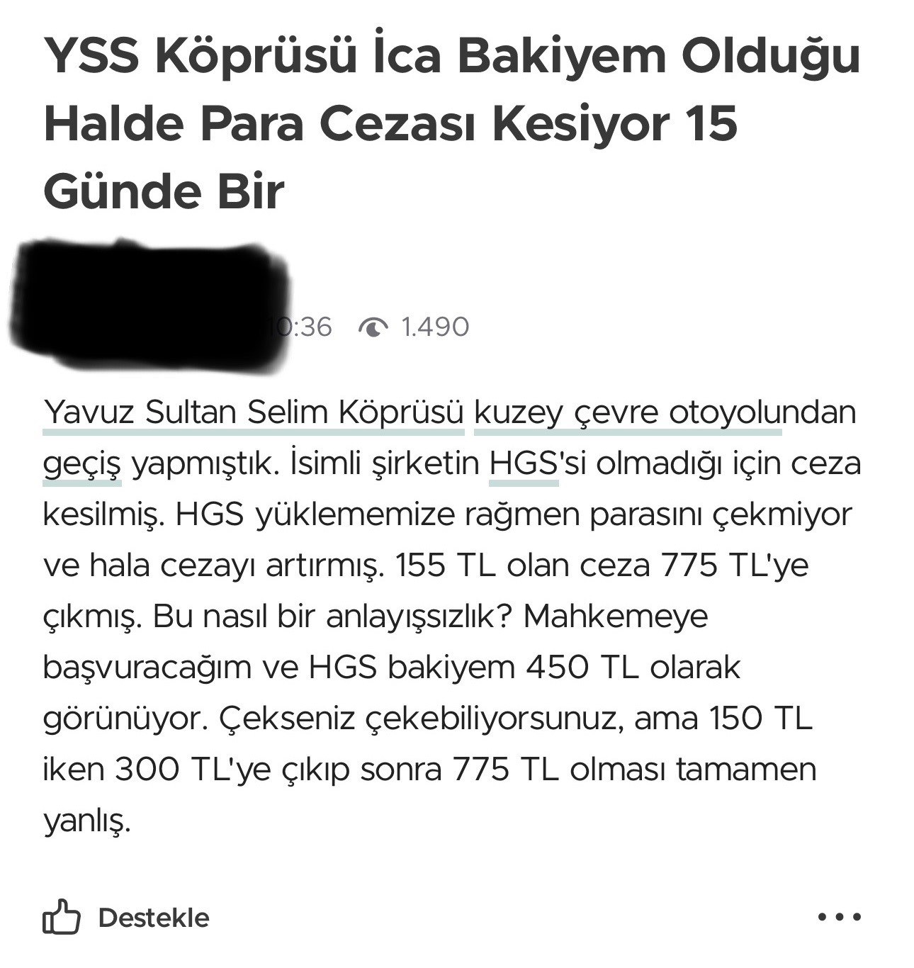 Kuzey Marmara Otoyolu’nda sapağı kaçırana 37 kilometre fazladan yol, 100 TL ek ücret
