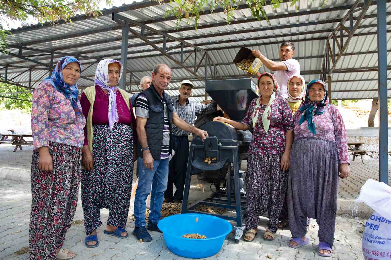 Aydıncık ve Gülnarlı üreticilerin badem soyma derdi bitti
