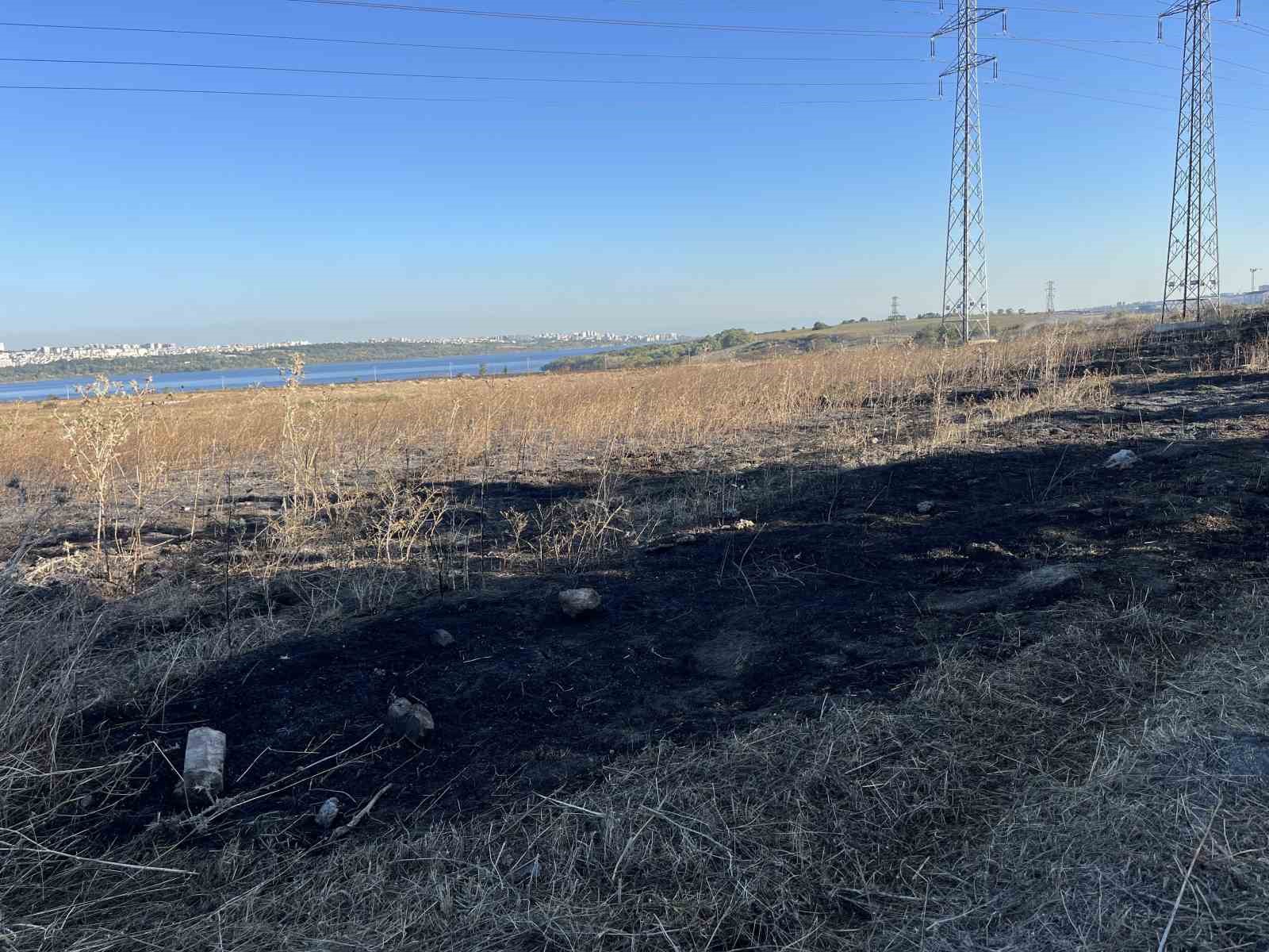 Avcılar’da otluk alandaki yangın güvercin kulübesine sıçramadan söndürüldü
