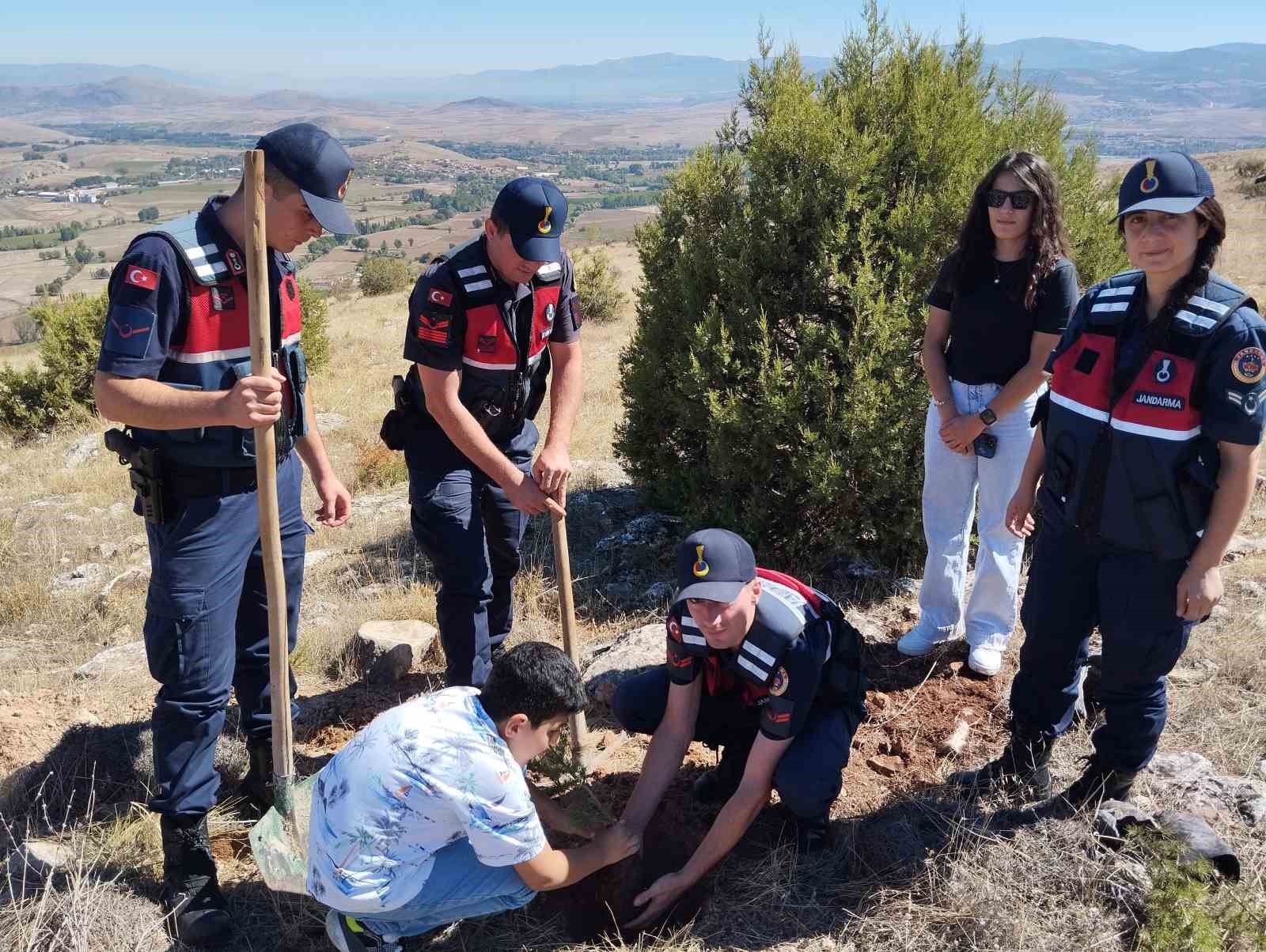 Zile’de şehit polis Yılmaz ve küçük Narin için fidanlar toprakla buluştu
