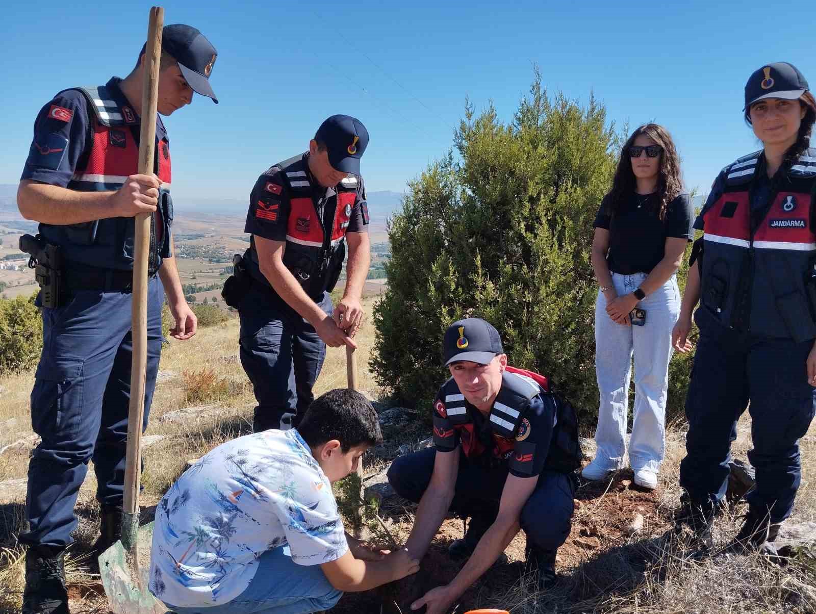 Zile’de şehit polis Yılmaz ve küçük Narin için fidanlar toprakla buluştu
