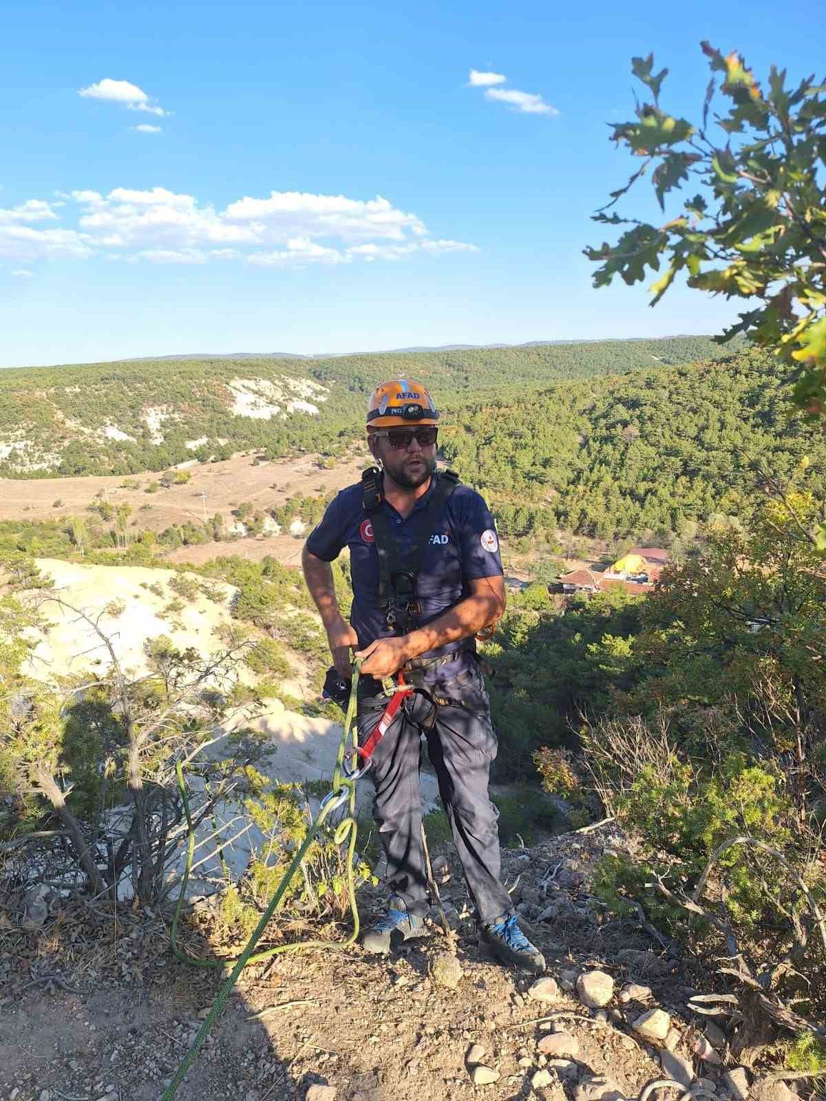 Yamaca sıkışan keçi AFAD ekiplerince kurtarıldı
