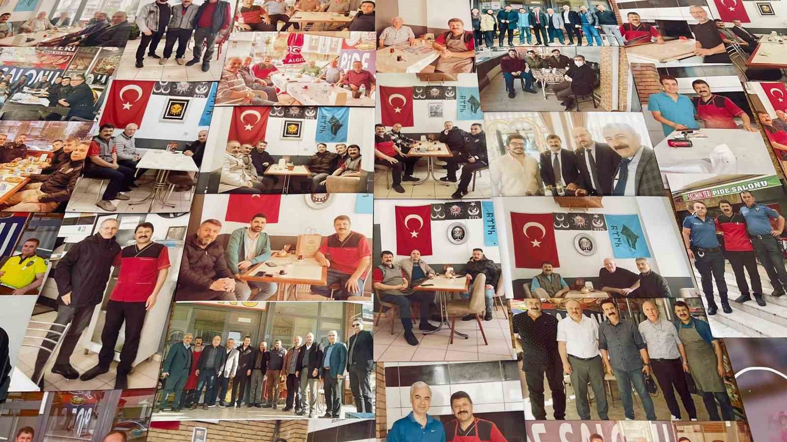 Pide almaya gelen müşterilerinin fotoğrafları ile iş yerinin duvarlarını  fotoğraf albümüne çevirdi
