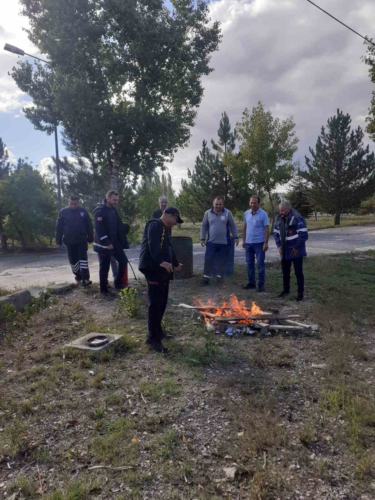 Alaca itfaiyesinden önce eğitim sonra tatbikat
