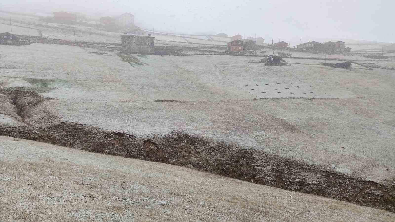 Trabzon yaylalarına mevsimin ilk karı düştü
