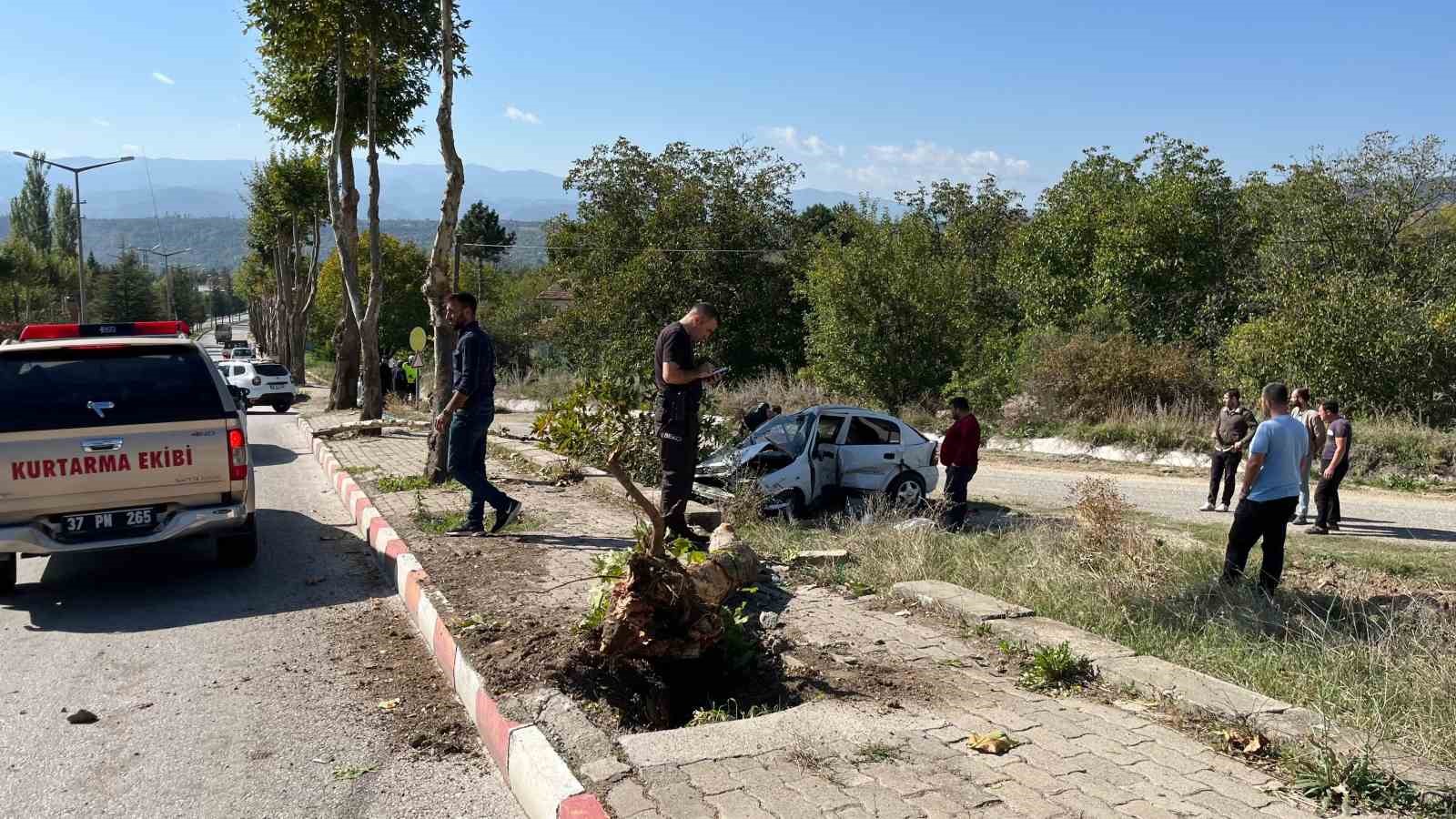 Ağaçlara çarpan otomobilin sürücüsü ağır yaralandı
