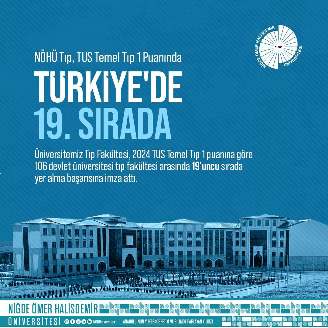 NÖHÜ Tıp, 106 Devlet Üniversitesi Tıp Fakültesi Arasında 9’uncu Sırada
