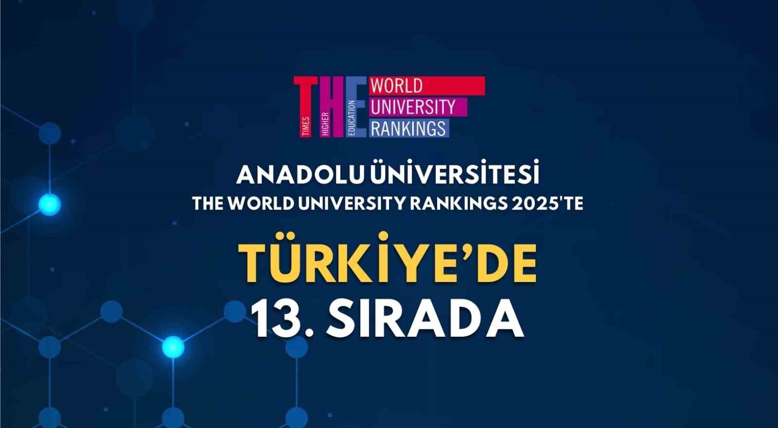 Anadolu Üniversitesi, THE World University Rankings 2025’te 13’üncü sırada
