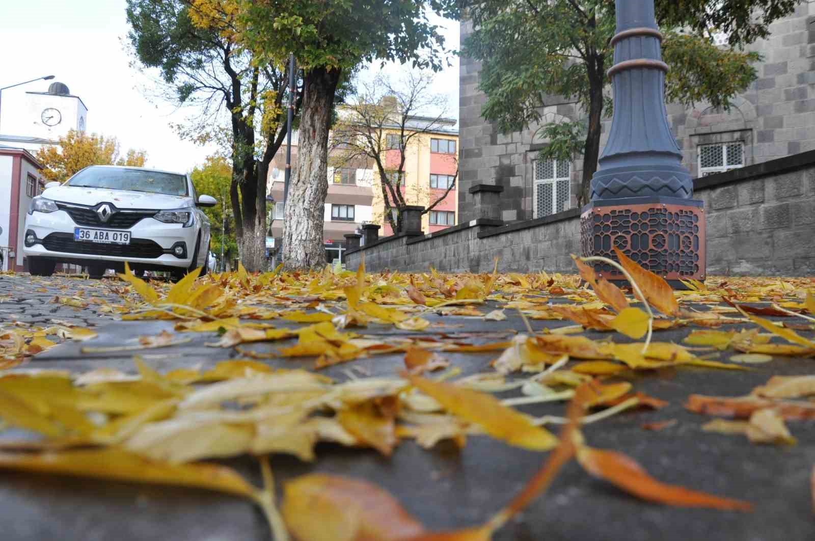 Kars’ta temizlik işçilerinin yaprak mesaisi başladı
