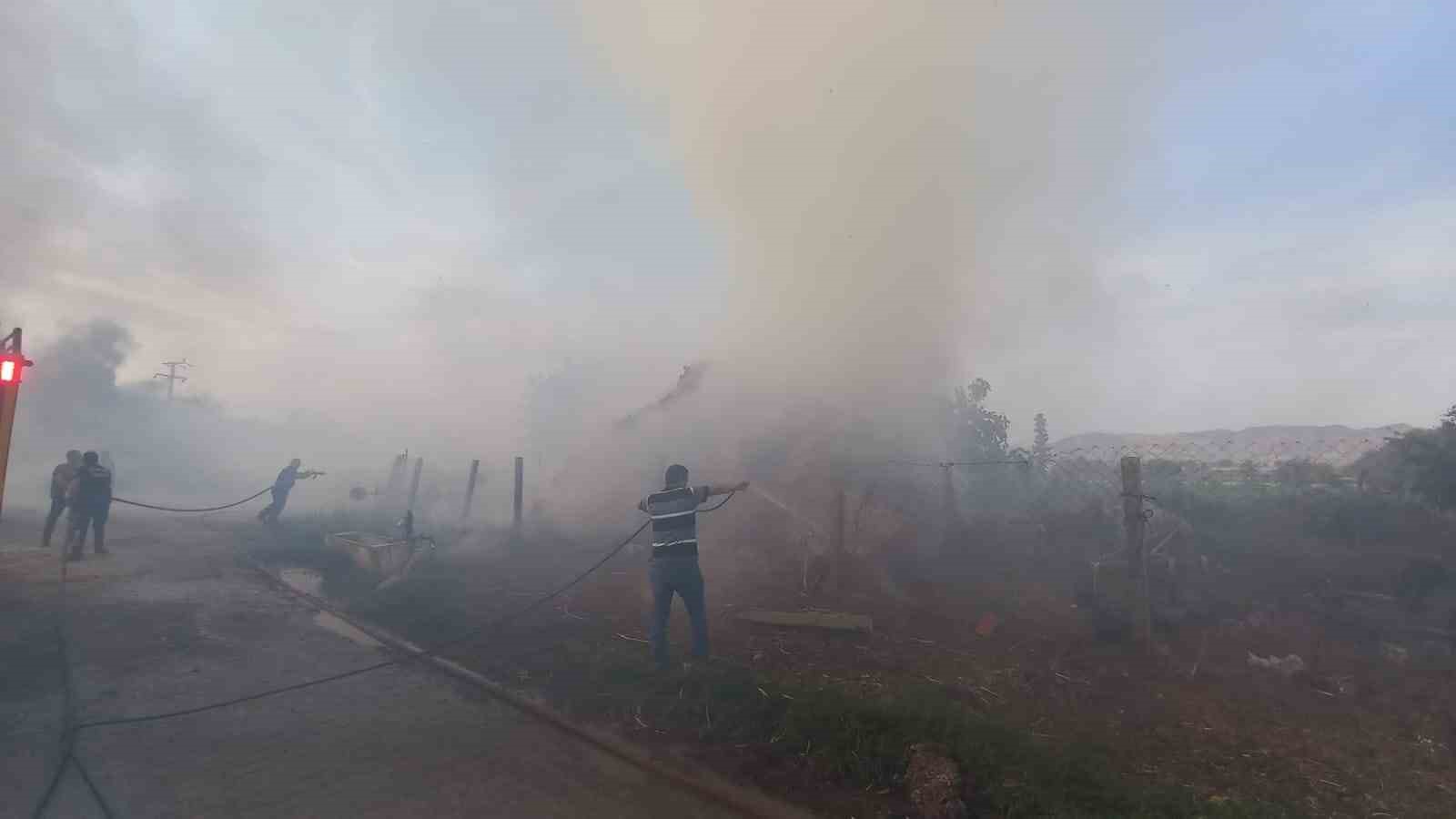 İncirliova’da samanlıktan çıkan yangın bahçeye sıçradı
