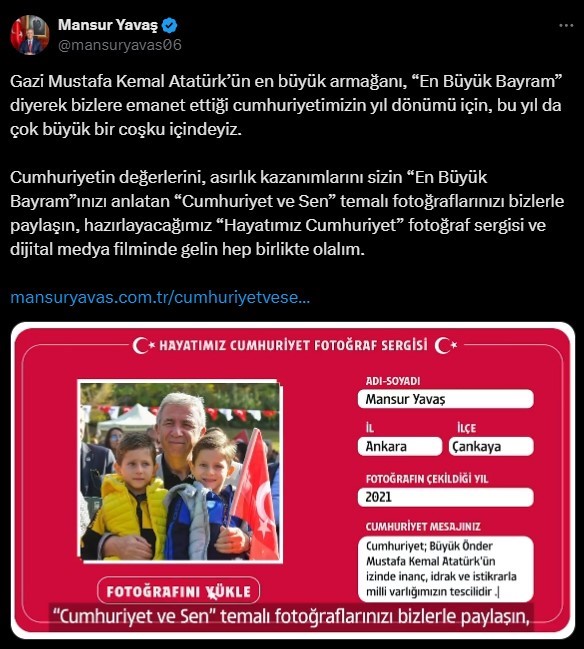 Ankara’da Cumhuriyet’in 101. yılına özel ‘Hayatımız Cumhuriyet’ sergisi düzenlenecek
