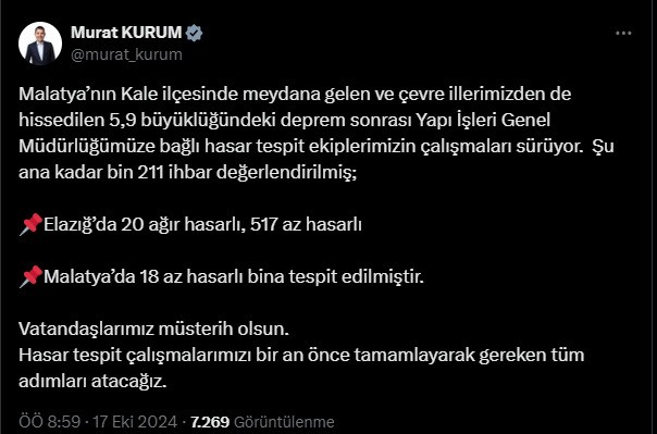 Bakan Kurum: 