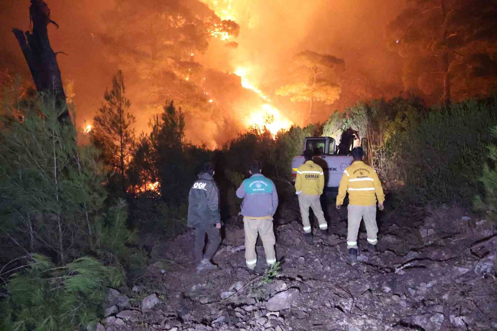 Muğla’daki orman yangınında alevler geceyi aydınlattı
