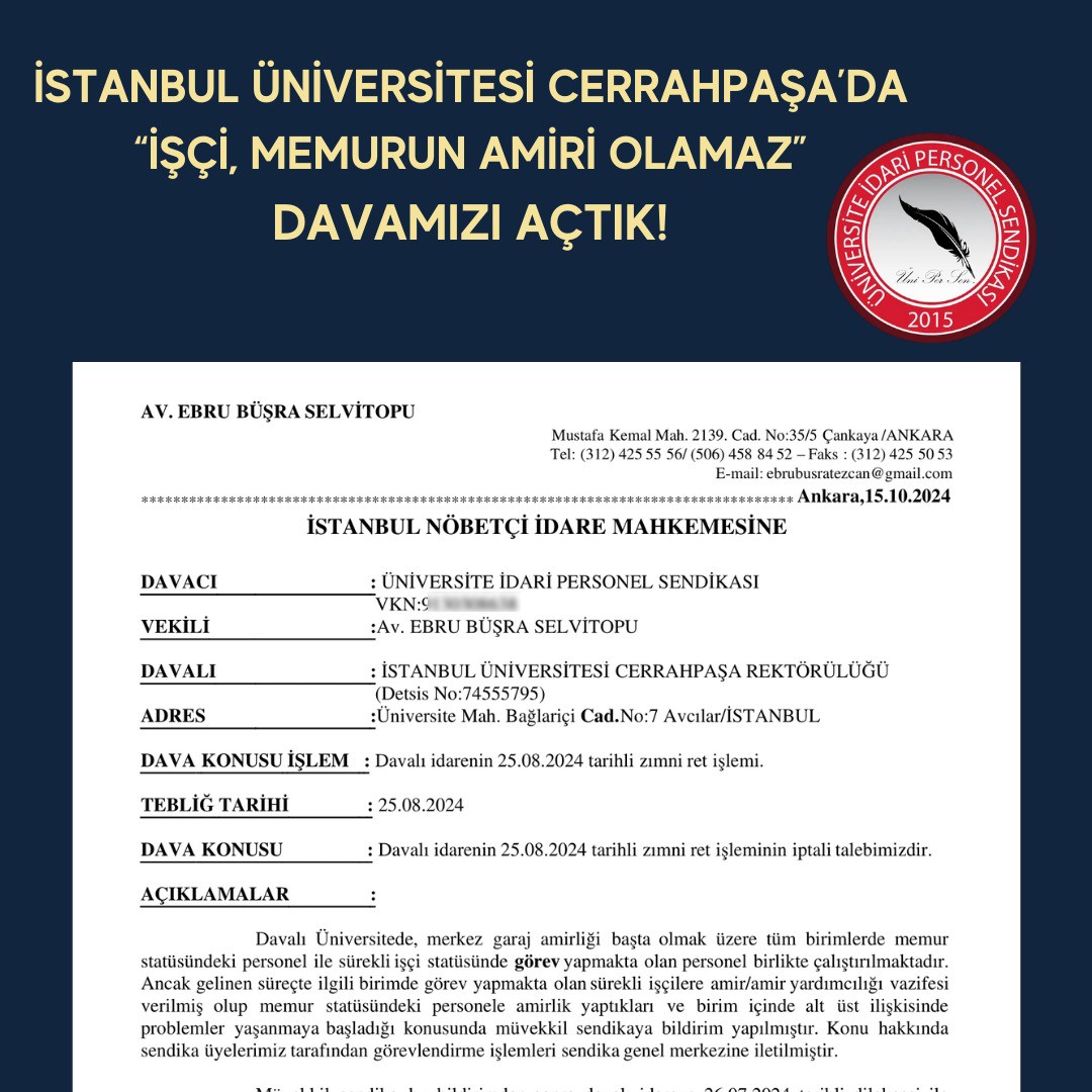 ÜNİ-PER-SEN’den İstanbul Üniversitesi Cerrahpaşa’da hukuki mücadele
