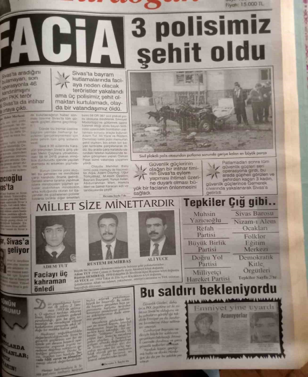 PKK, 28 yıl önce Sivas’ta Cumhuriyet Bayramı’nı hedef aldı
