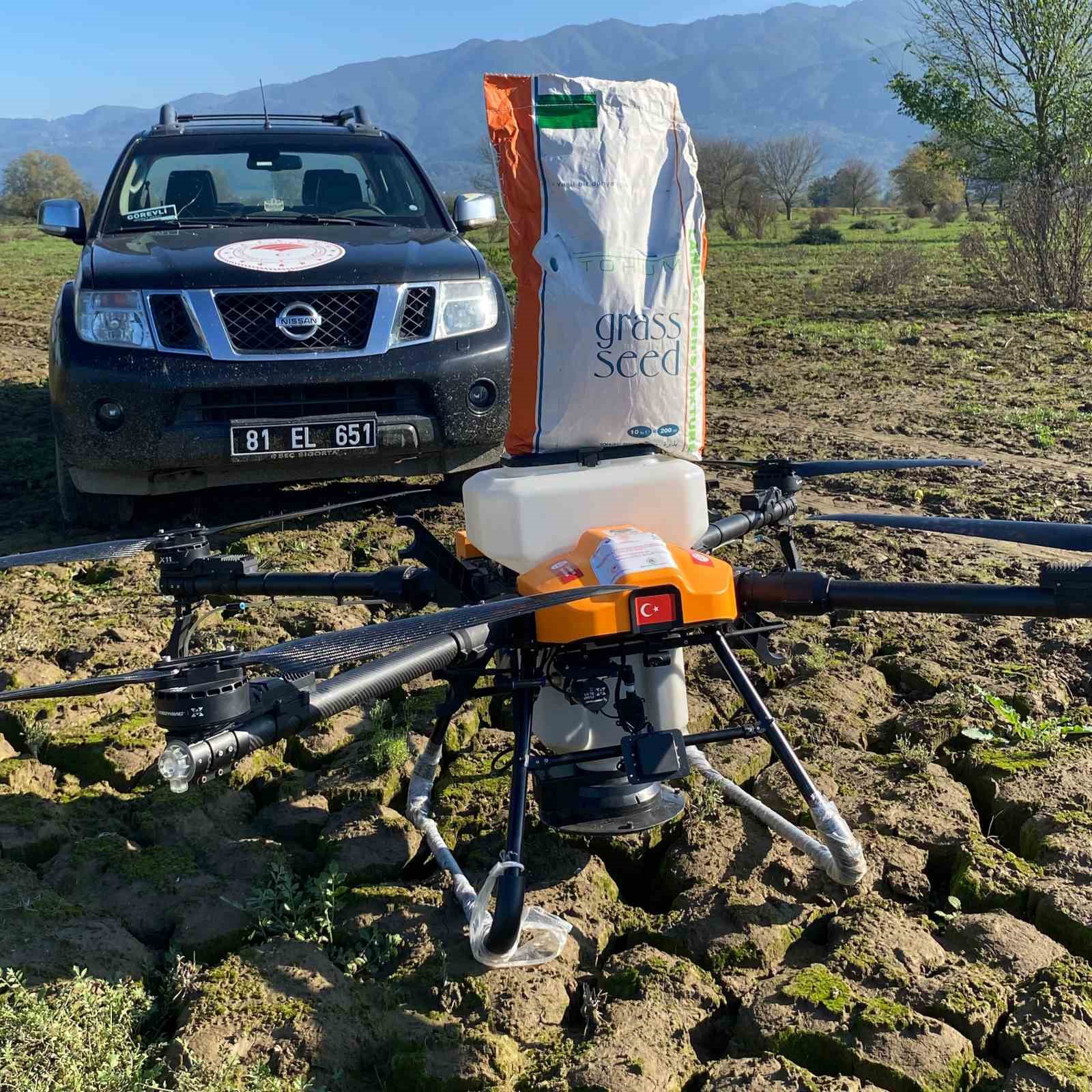 Selde hasar gören mera dron ile tohumlandı
