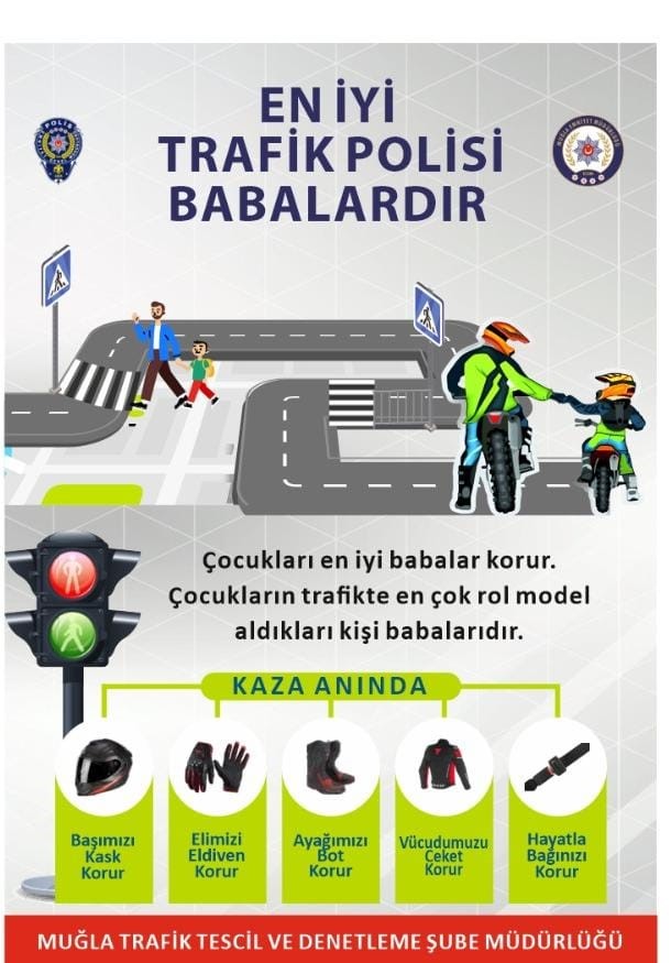 Muğla’da “En İyi Trafik Polisi Babalardır” projesiyle motosiklet güvenliği eğitimi başladı
