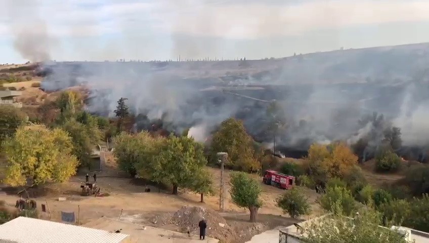 Anız yangını bahçelere sıçradı
