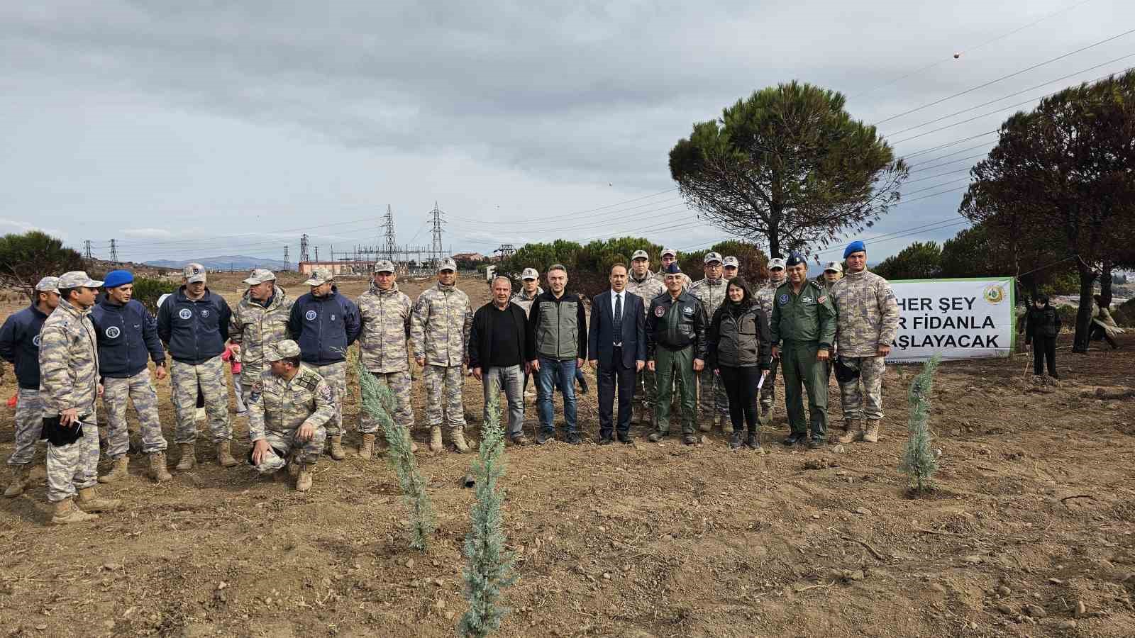 Bandırma’da yanan alanda 750 çam fidanı toprakla buluştu
