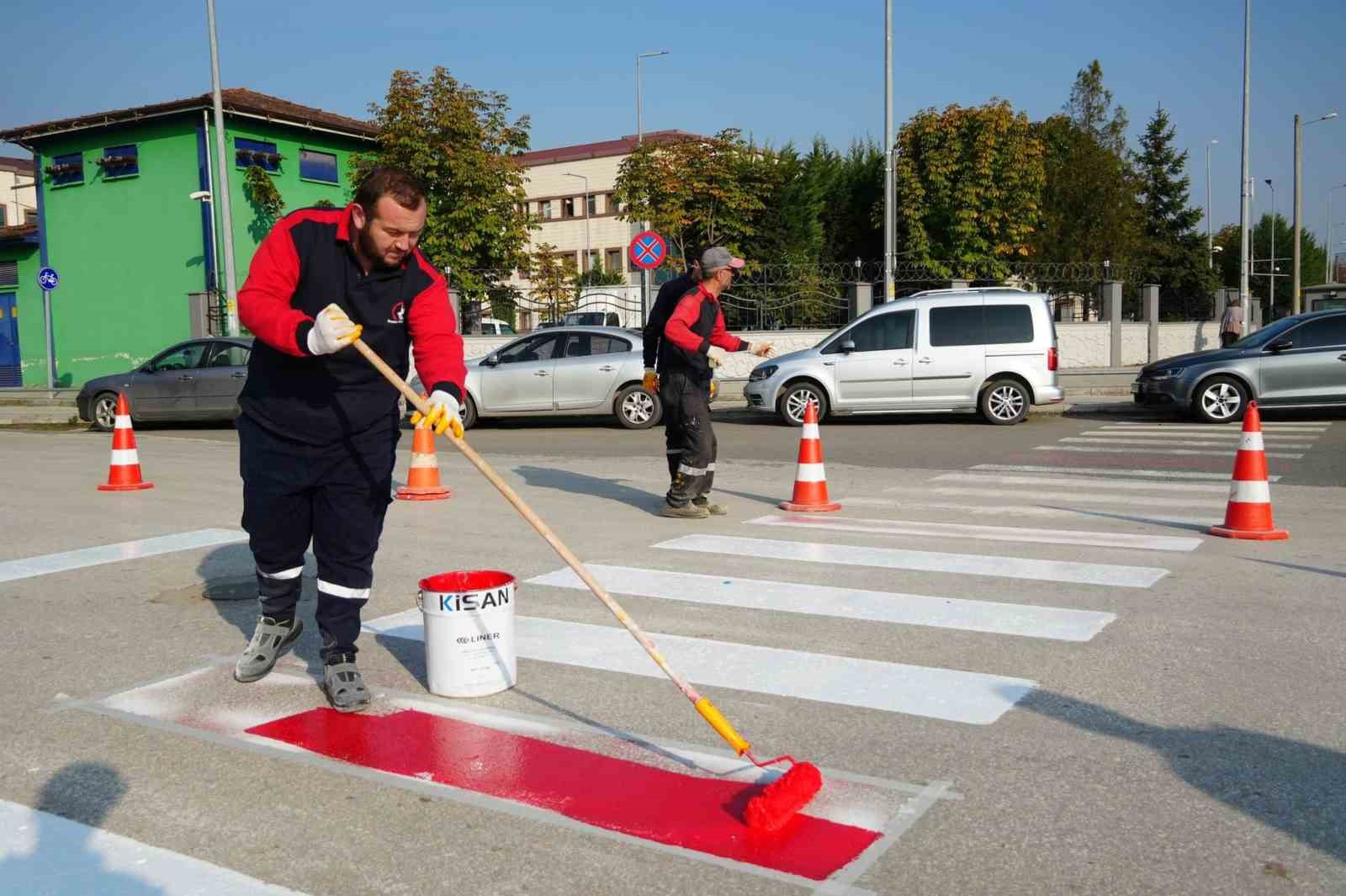 Düzce’de yaya çizgileri yenilendi
