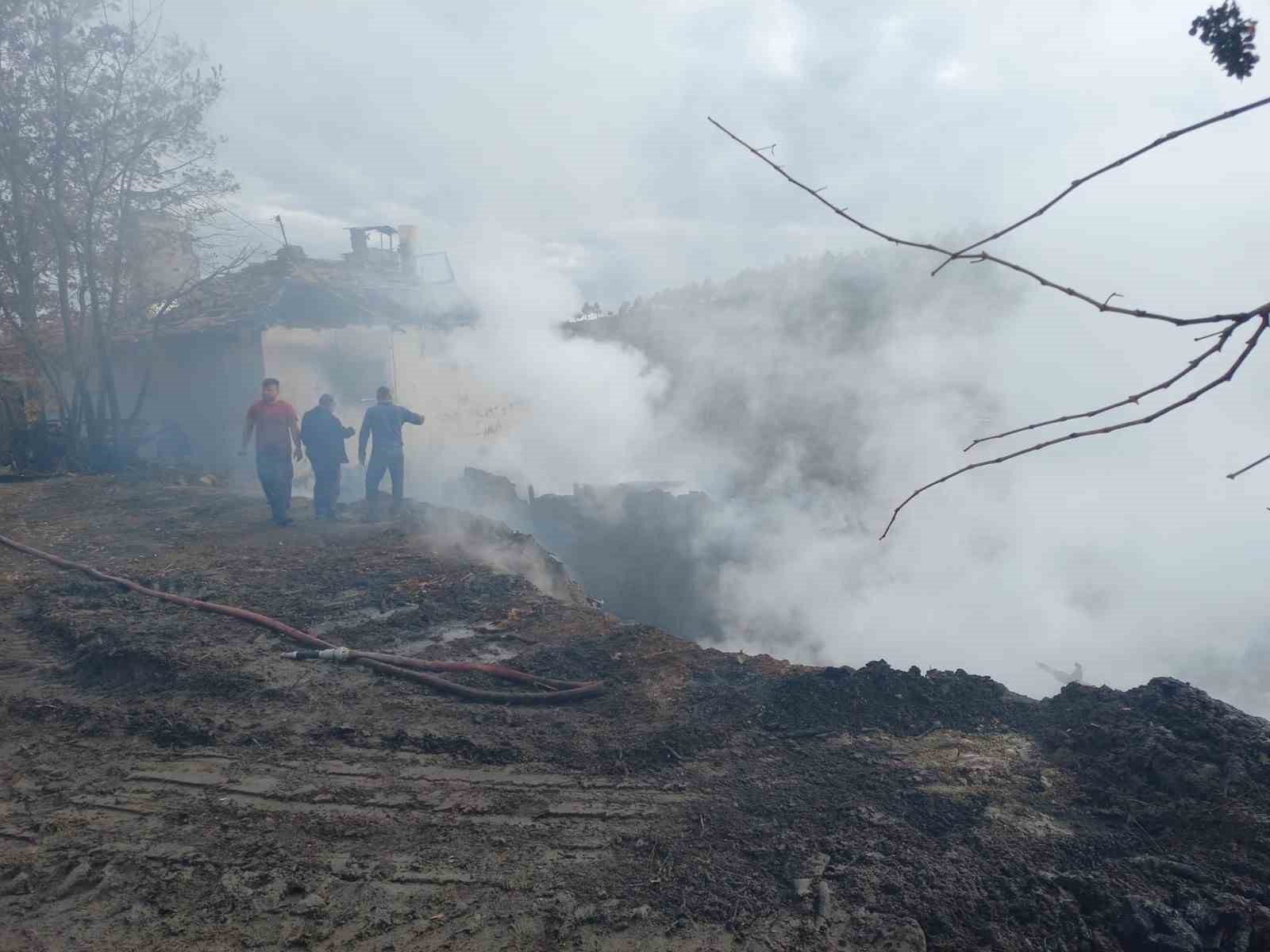 Alevlere teslim olan ev, ahır ve samanlık küle döndü
