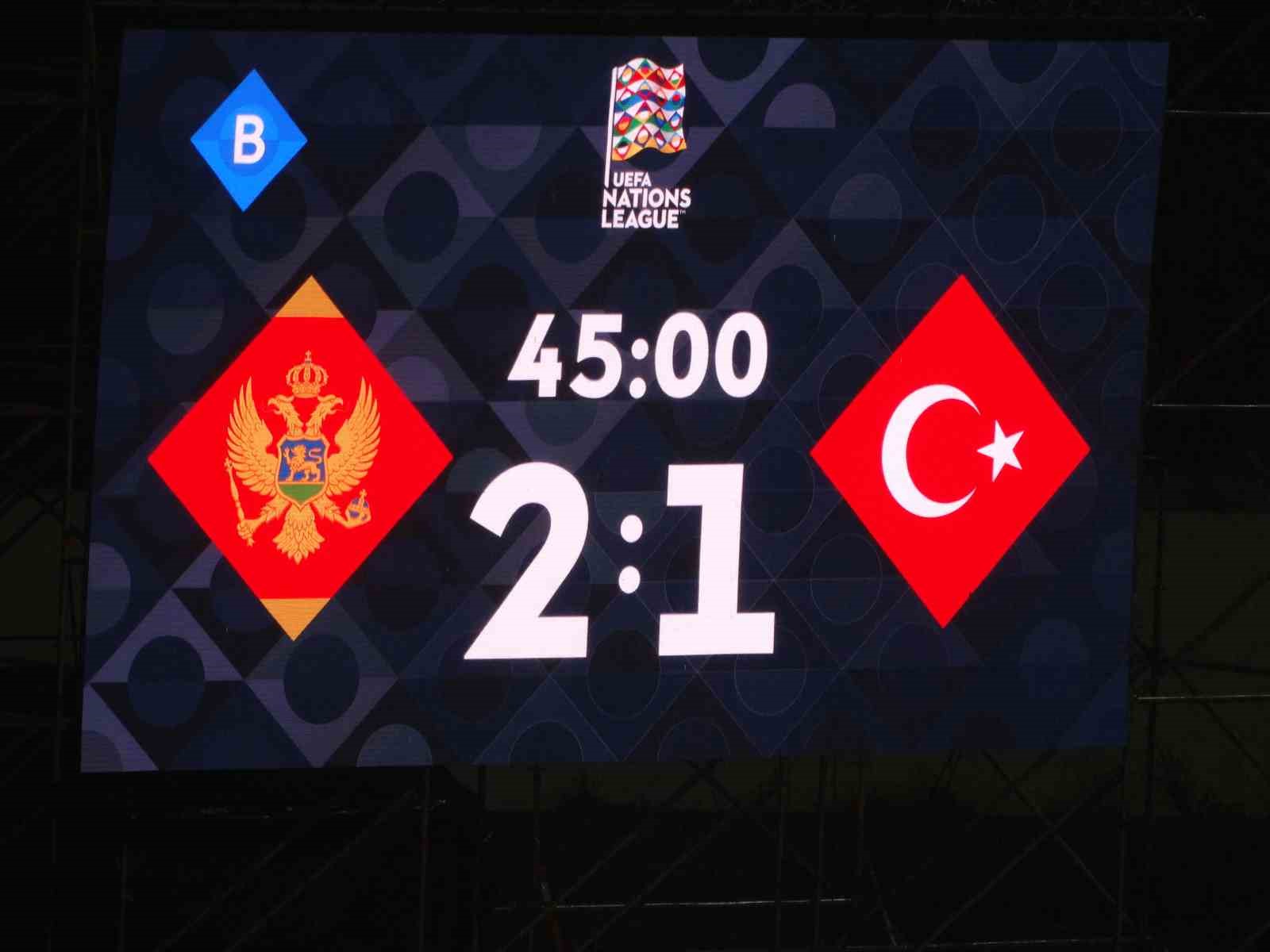 UEFA Uluslar Ligi: Karadağ: 2 - Türkiye: 1 (İlk yarı)
