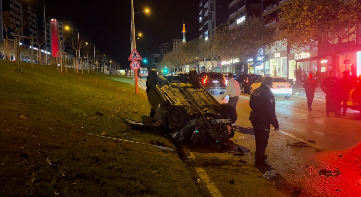 Kontrolden çıkan otomobil refüje çarparak takla attı: 1 yaralı
