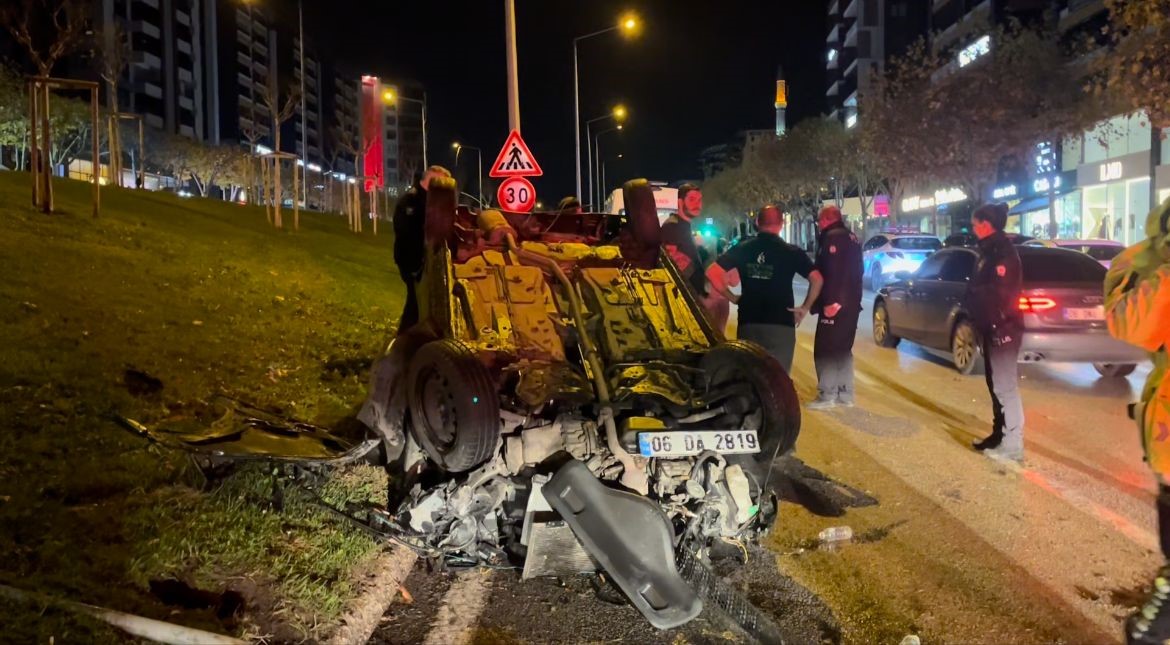 Kontrolden çıkan otomobil refüje çarparak takla attı: 1 yaralı
