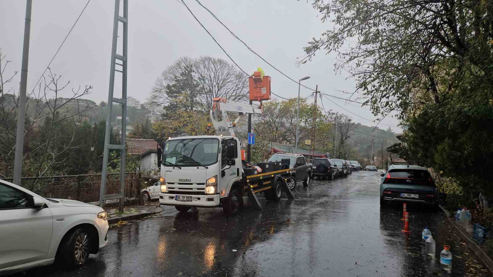 Beşiktaş’ta lodos nedeniyle ağaç otomobilin üzerine devrildi
