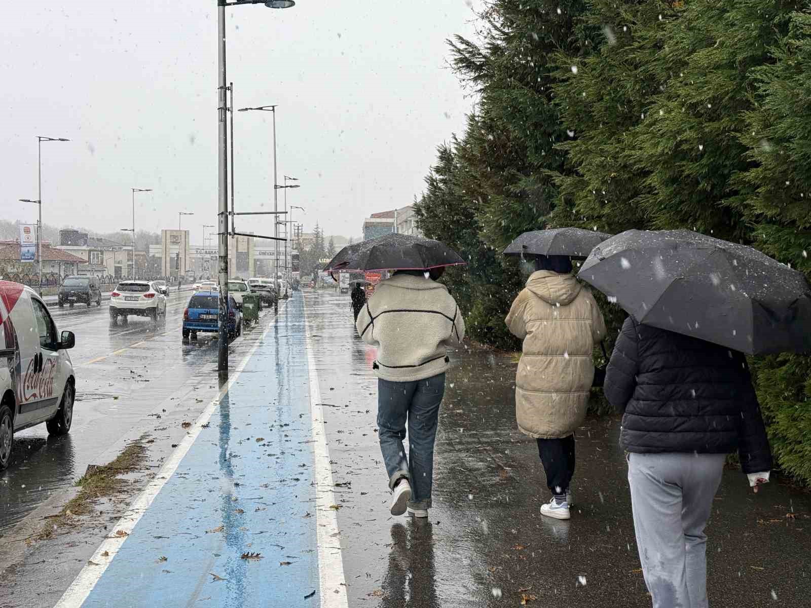 Sakarya’da lapa lapa kar yağışı
