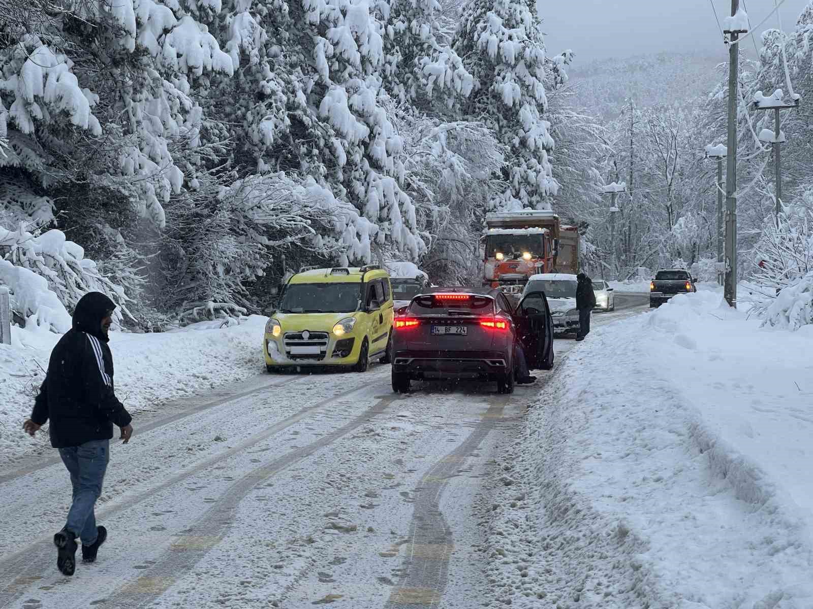 Abant yoluna ağaç devrildi, tatilciler yolda kaldı
