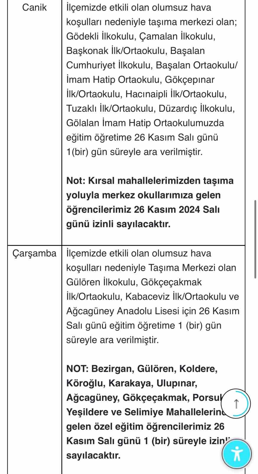 Samsun’da eğitime kar engeli
