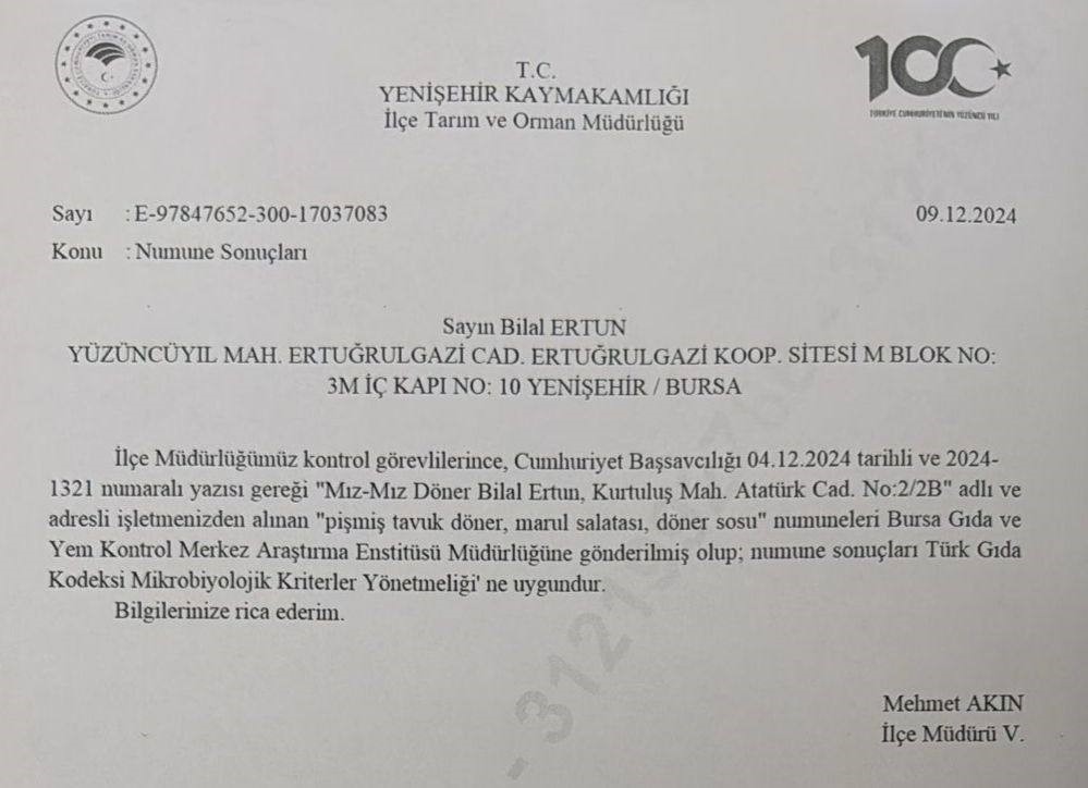 Yenişehir’de çok sayıda kişi zehirlenmişti...Tavuk döner masum çıktı
