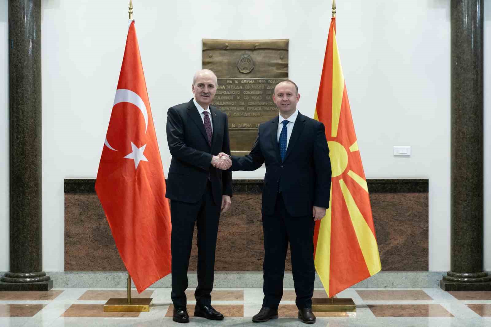 TBMM Başkanı Kurtulmuş, Kuzey Makedonya Meclisinde resmi törenle karşılandı
