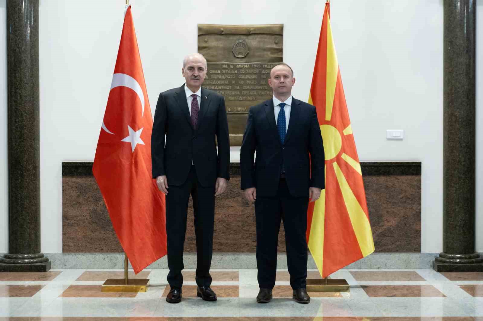 TBMM Başkanı Kurtulmuş, Kuzey Makedonya Meclisinde resmi törenle karşılandı
