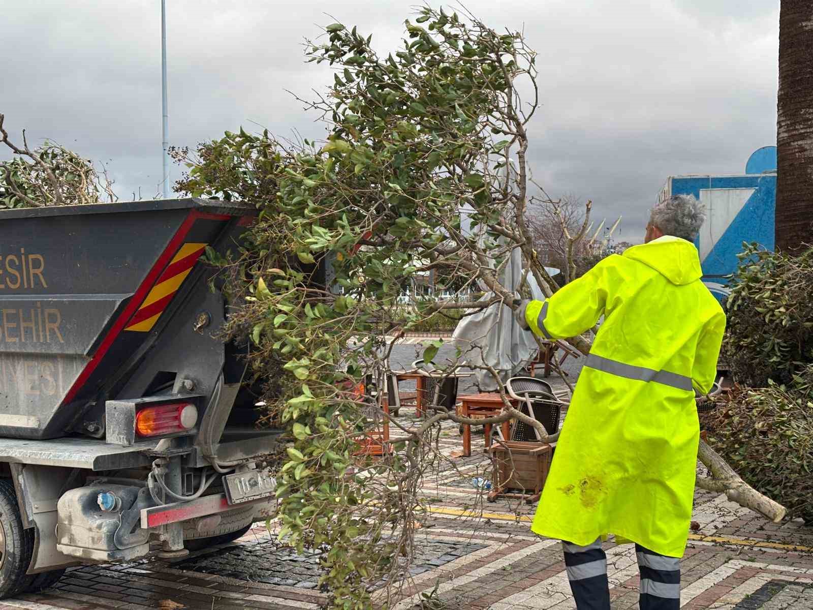 Bandırma ve Erdek’i fırtına vurdu: Çatılar uçtu, ağaçlar devrildi
