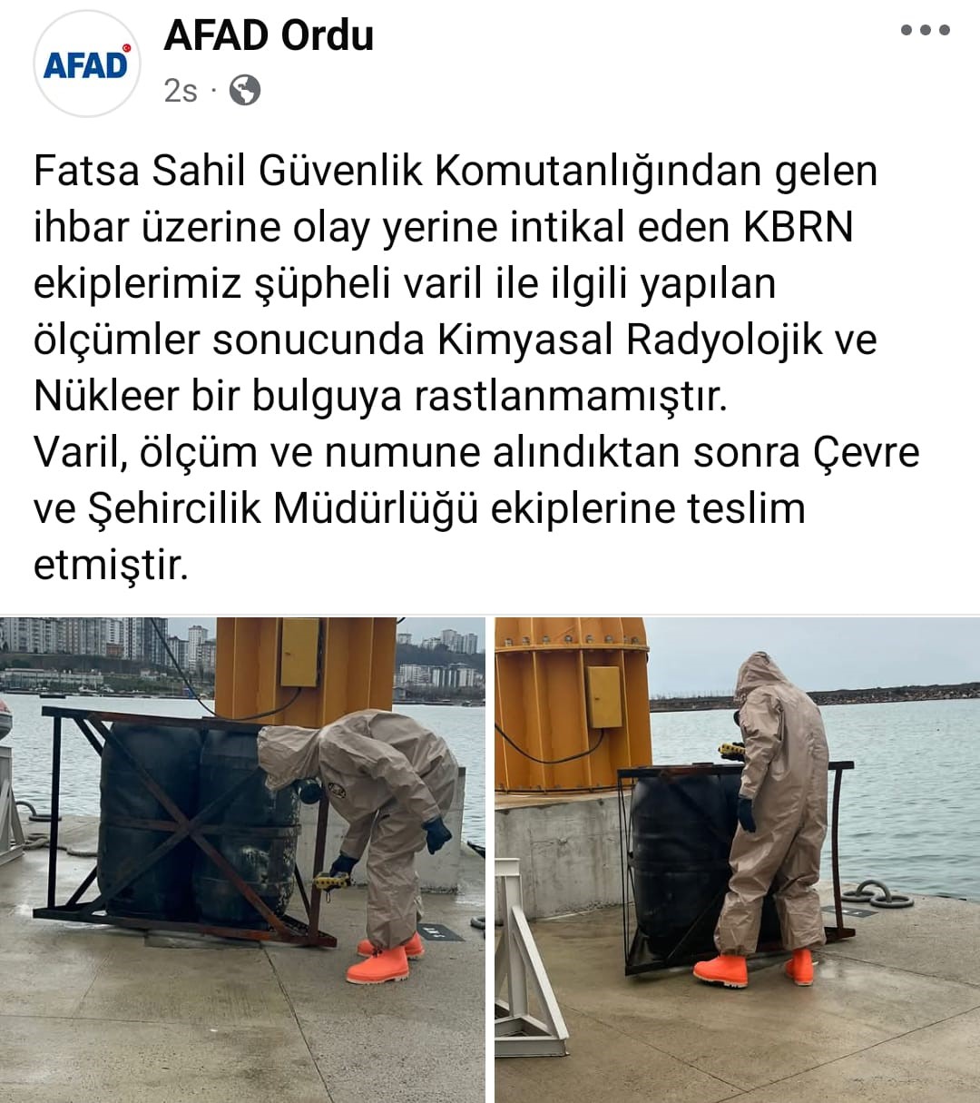 Ordu’da denizde görülen şüpheli variller ekipleri harekete geçirdi
