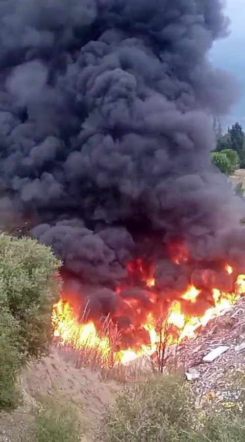 Tutuşturulan kaçak atıklar az daha ormanı yakıyordu
