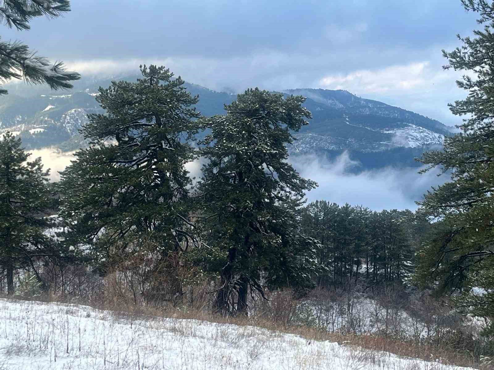 Kuraklıkla mücadele eden Buldan Yayla Gölü beyaza büründü
