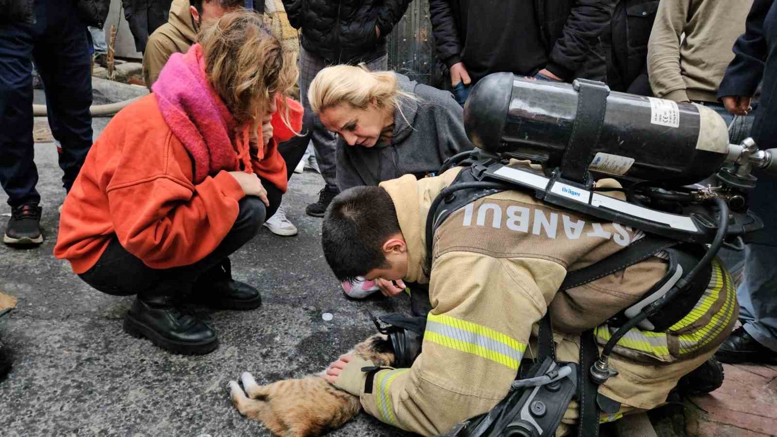 Beyoğlu’nda korkutan yangın: Kalbi duran kediyi itfaiye hayata döndürdü
